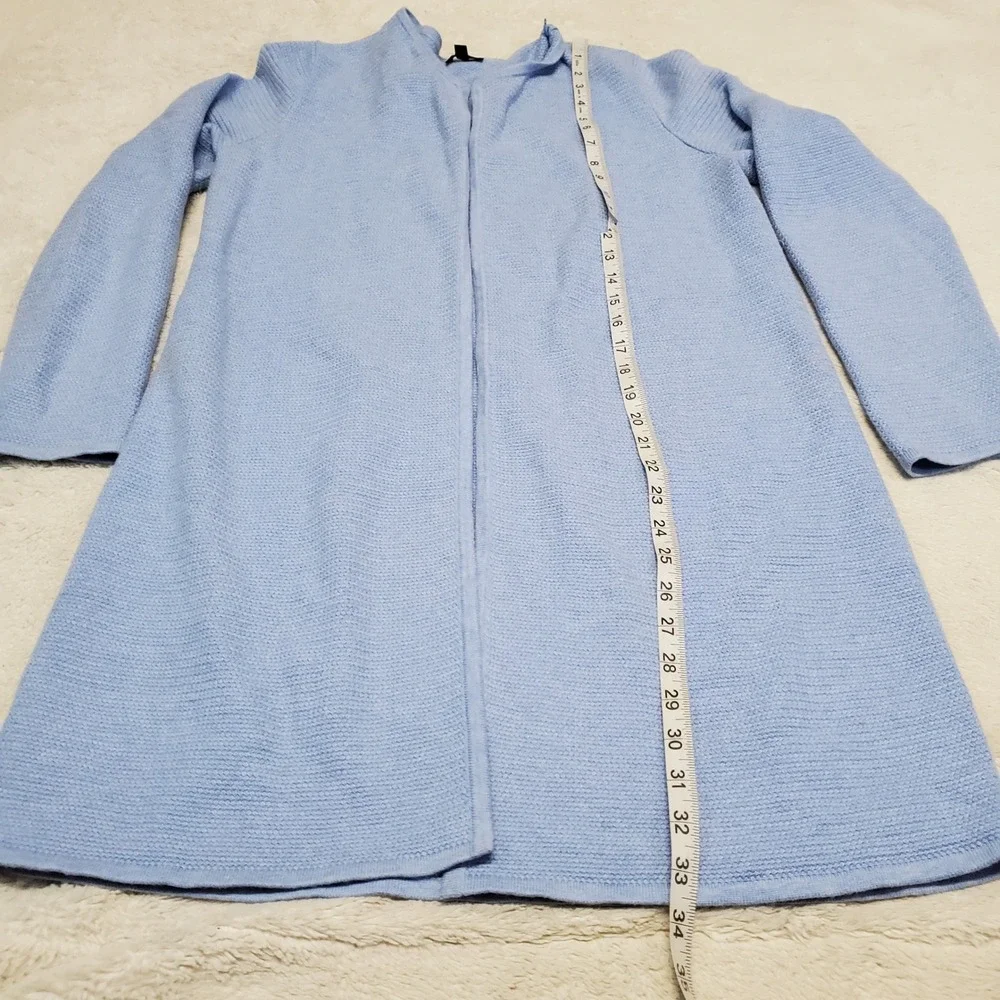 Talbots Blue Weave Knit Open‎ Drape Long Cardigan Medium Staple Classic Casual